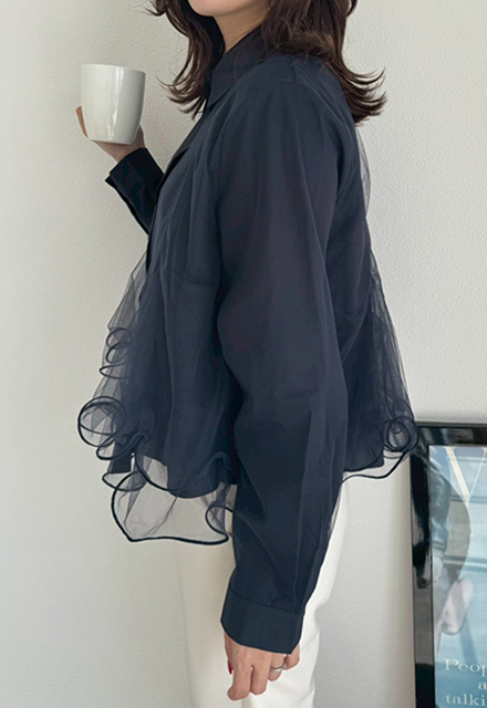 チュールドッキングブラウス【7f-831-05863】