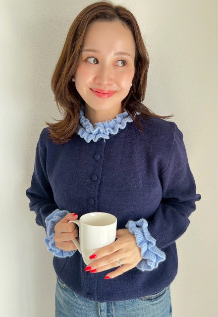 フリルレイヤードデザインカーディガン【7f-831-05877】