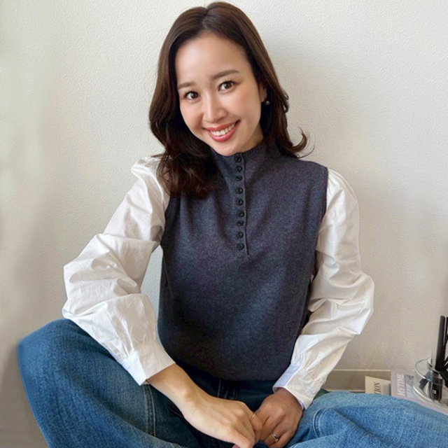 百貨店内セレクトショップ購入　ニットドッキングブラウス フロントボタンドッキングブラウス【7f-831-05951】