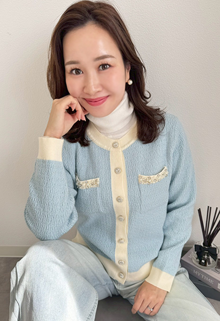 バイカラーニットカーディガン【7f-831-05970】