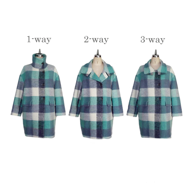 チェックウールMIXコート【7f-174-01484】