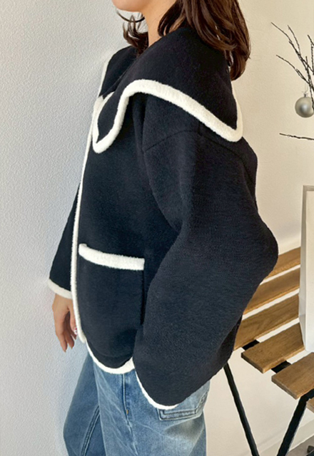 ビッグカラーニットジャケット【7f-831-06034】