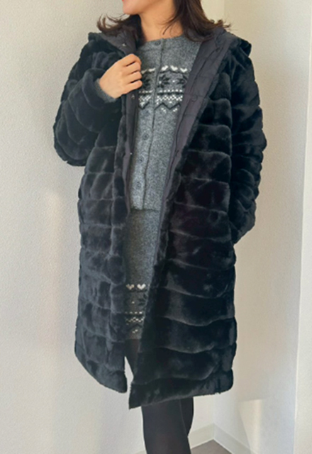 ボーダーファーリバーシブルコート【7f-138-05961】