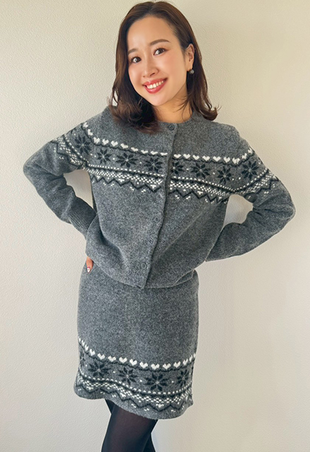 ノルディック柄ニットセットアップ【7f-831-06039】