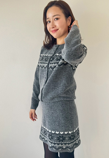 ノルディック柄ニットセットアップ【7f-831-06039】