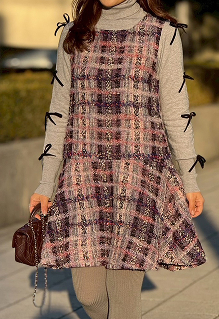 ミックスツイードワンピース【7f-831-06095】