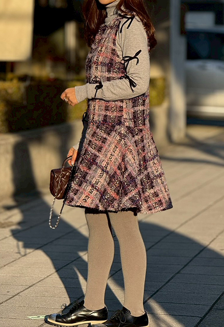 ミックスツイードワンピース【7f-831-06095】