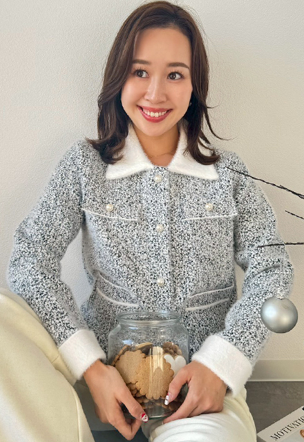 ツイード風ニットJK【7f-831-05982】