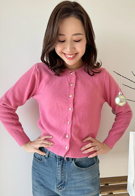 ハートボタンカーディガン【7f-831-06036】