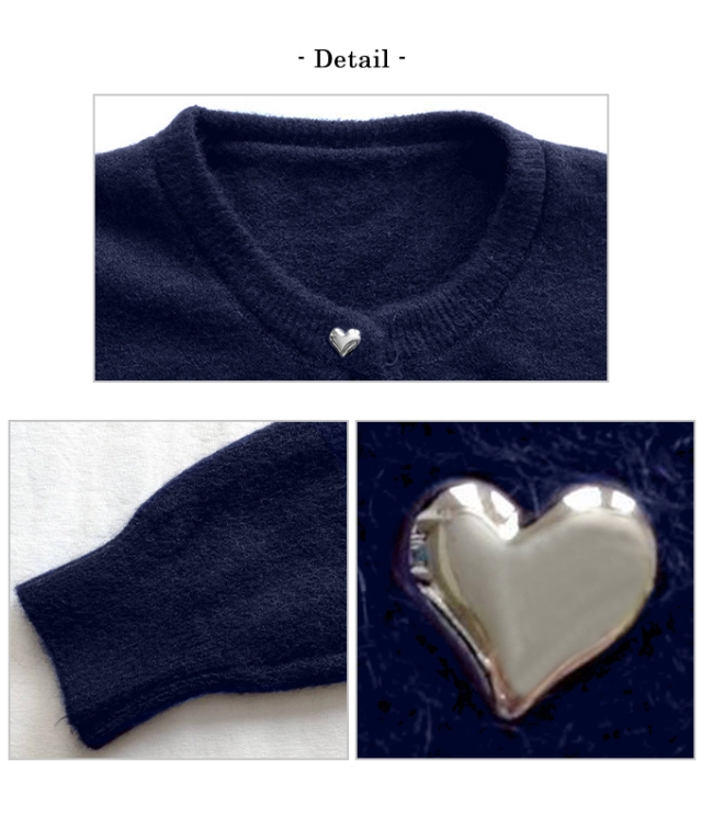 OBLI オブリ ハートボタンカーディガン カーディガン ハートボタン