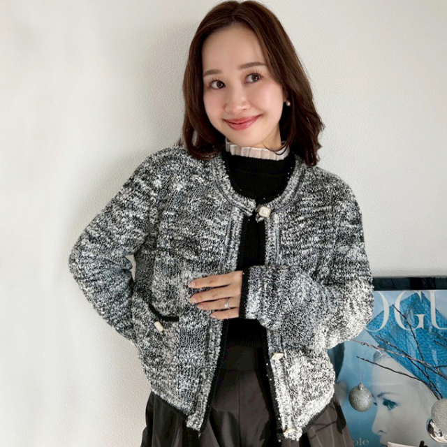 ツイードミックスニットカーディガン【7f-831-05996】