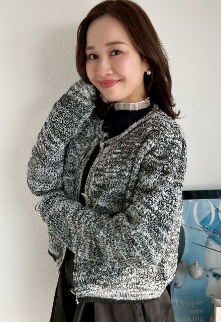 ツイードミックスニットカーディガン【7f-831-05996】