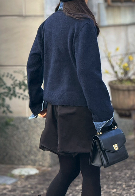 デニムレイヤード風カーディガン【7f-831-06029】