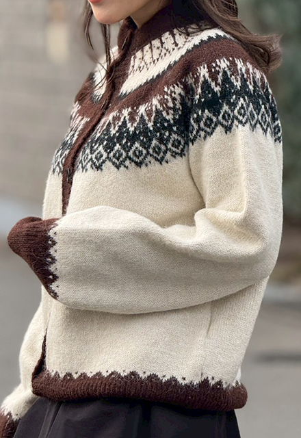 ノルディック柄ニットカーディガン【7f-831-06089】