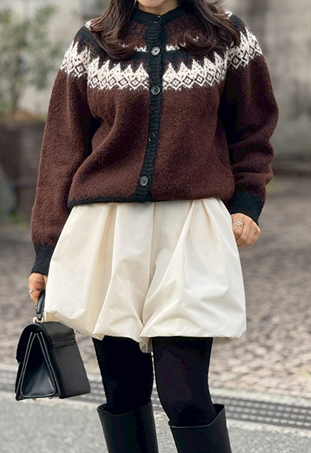 ノルディック柄ニットカーディガン【7f-831-06089】