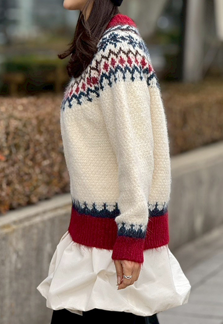 ノルディック柄ニット【7f-831-06097】