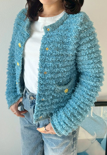 リボンヤーンループニットJK【7e-831-06122】