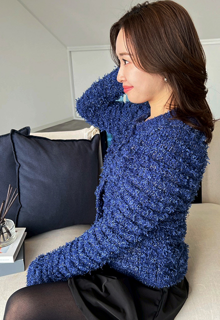 リボンヤーンループニットJK【7e-831-06122】