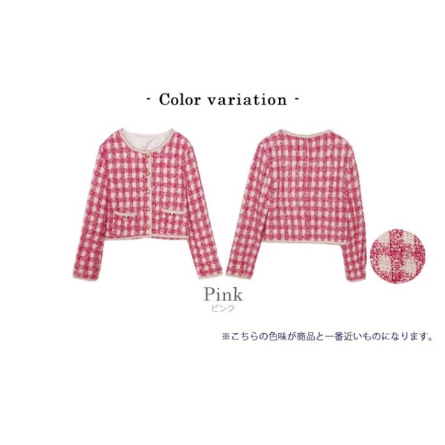 クラシカルツイードチェックジャケット【7e-831-06138】