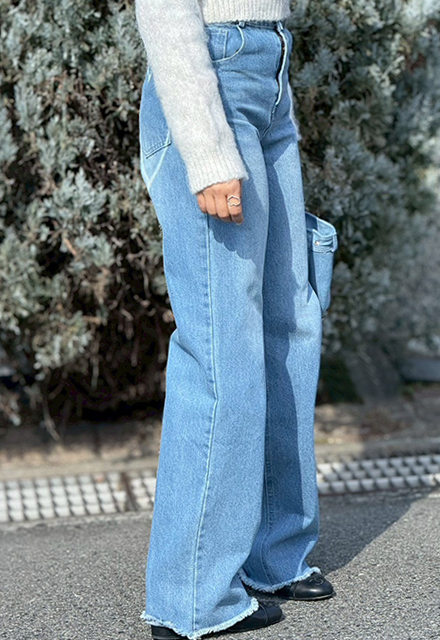 バックハート柄デニムパンツ【7e-831-06130】