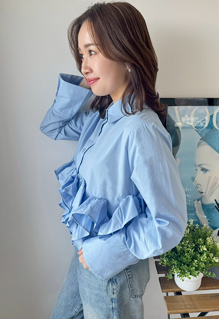 フリルヘムタックブラウス【ネコポスOK】【7e-831-06107】