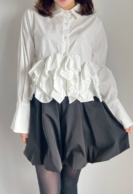 フリルヘムタックブラウス【ネコポスOK】【7e-831-06107】