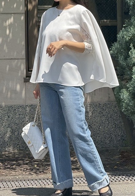 louren ドレープケープブラウス　本日限定値下げ 受注販売 】DRAPE CAPE BLOUSE / PUFF SLEEVE OVER BLOUSE – louren store