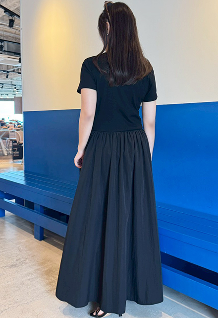 【AUBREY】ANDREA＆Co.プリーツハーフスリーブワンピース　新品タグ付 ドッキングハーフスリーブワンピース【7e-831-06418】