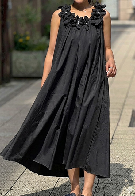 フラワーモチーフロングワンピース【7e-831-06339】