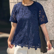 サイドプリーツレーストップス【8e-831-01965】