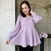 ジャガードペプラムシルエットチュニック【8a-831-02981】