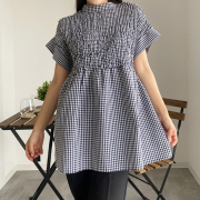 シャーリングギャザー フレアブラウス【7i-831-04606】