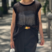 メッシュノースリーブニットトップス【ネコポスOK】【7g-831-05687】