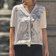 クラシカルスカーフ柄カーディガン【ネコポスOK】【7g-831-05631】