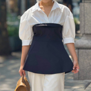 切り替えペプラムシャツ【ネコポスOK】【7f-831-05738】