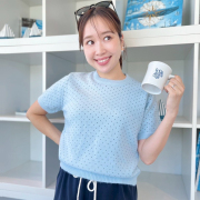 ドット柄ハーフスリーブニット【7f-831-05830】