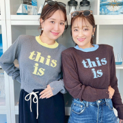 配色ロゴショート丈ニット【7f-831-05821】