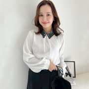 オーガンジーレースカラーブラウス【ネコポスOK】【7f-831-05872】