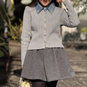 ビジューデニムカラーケーブルカーデ【7f-831-06087】