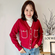 ステッチデザインニットカーデ【7f-831-05960】