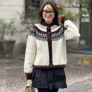 ノルディック柄ニットカーディガン【7f-831-06089】