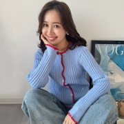 配色ステッチニットカーディガン【7e-831-06132】