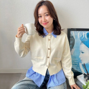 シャツレイヤード風メタルボタンカーディガン【7e-831-06121】