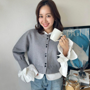 リボンスリーブレイヤード風カーデ【7e-831-06106】