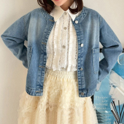 ノーカラーショートデニムJK【7e-831-06137】