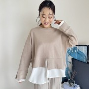 アシメヘムレイヤード風プルオーバー【7e-831-06118】