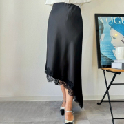 アシメレースサテンライクスカート【ネコポスOK】【7e-831-06276】