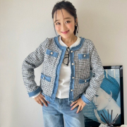 デニムトリムツイードジャケット【7e-831-06202】