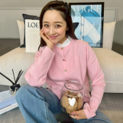 フリル衿付きニットカーディガン【7e-831-06313】