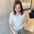 チュールフラワーモチーフニットカーデ【7e-831-06518】